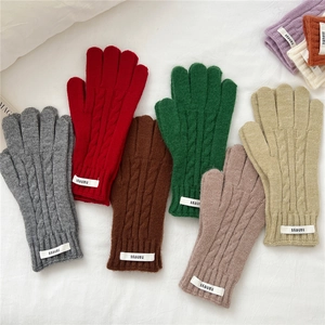 Guantes de punto de ochos para invierno en varios colores con puños elásticos y etiqueta