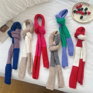 Knitted skinny scarves in six color combinations for winter trendy fashion looks