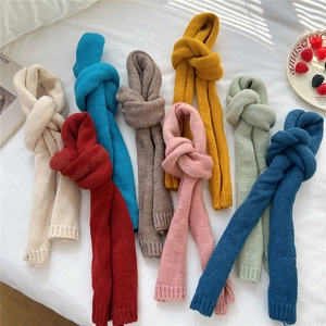 Knitted narrow scarves in multiple colors for women, cozy winter neckwear accessories