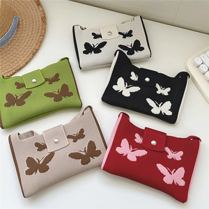 Knitted butterfly phone crossbody bags in five colors with metal buckle closure