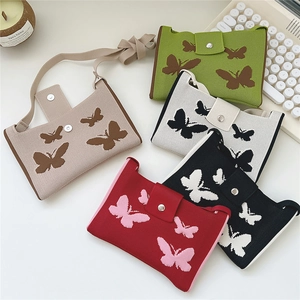 Mini butterfly jacquard knit crossbody mobile bags available in five soft colors