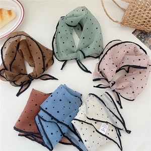 Polka dot silk neck scarf set for women in six colors including mint green and brown