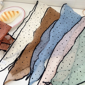 Polka dot mesh scarves in multiple colors with wave edges and elegant sheer texture