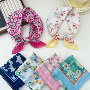 Elegant floral linen scarves set in assorted colors with tulip and daisy patterns