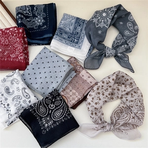 Soft cotton linen square scarves with vintage floral and paisley prints in assorted colors