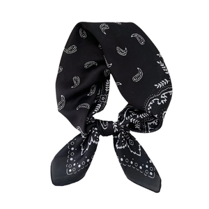 Foulard quadrato in seta paisley bianco e nero stile francese per abiti da ufficio
