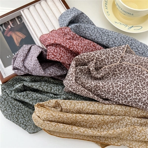 Chic floral cotton linen scarves in various colors with retro French style prints
