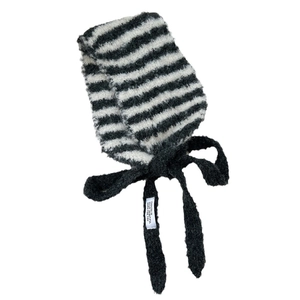 Écharpe à capuche en tricot rayé avec texture mohair et cordons longs pour femme