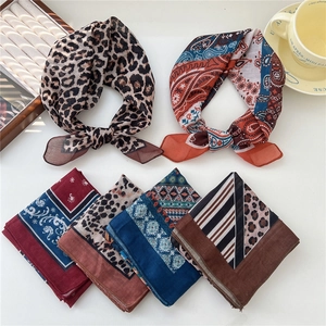 Bandana Mode Écharpe Carrée Mélange Coton Polyester Imprimé Léopard Paisley Style Français Rétro Bandeau Accessoires Pour Cheveux