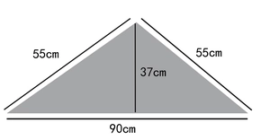 Tableau des tailles détaillé pour le foulard triangle en dentelle, dimensions 90 cm par 37 cm