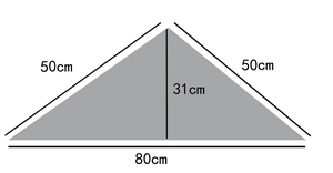 Detailed size diagram for cotton linen triangle scarf showing 80cm width and 31cm height