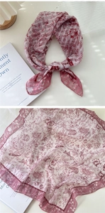 Detailed view of lightweight floral chiffon scarf with elegant vintage flower patterns