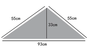 Size specifications for a French lace triangle headscarf measuring 93x55x33cm in detail