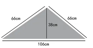 Size chart showing 106x66x38cm dimensions for the cotton sunflower triangle scarf
