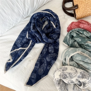 Écharpe plissée à imprimé paisley pour femmes en coton et lin, couleurs variées