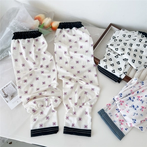 Floral printed cooling ice silk sleeves for sun protection with elastic cuffs