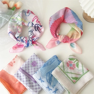 Carré De Satin Femme Bandana Imprimé Floral Paisley Noeud Coton Polyester Léger Mode Foulard Cheveux Accessoire