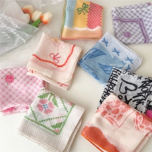 Carrés de soie en coton et lin aux motifs floraux et à carreaux pour femmes élégantes