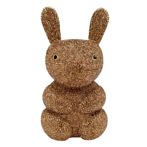 Sparkling champagne rabbit evening clutch bag encrusted with crystals for parties