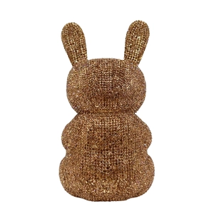Luxury rabbit-shaped crystal evening clutch bag with champagne rhinestones
