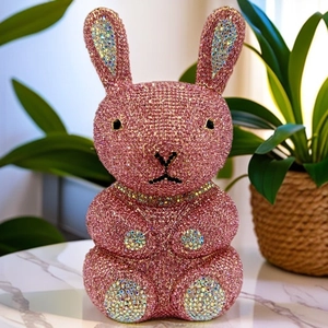 Rabbit Shape Evening Bag Rhinestone Crystal Clutch Animal Alloy Sparkling Handbag Party Banquet Wedding For Women