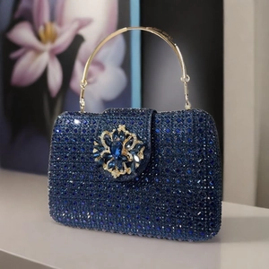 Pochette De Soirée De Luxe En Strass Avec Poignée En Métal Élégante Boucle De Bijou Florale Sac À Main De Fête Femmes
