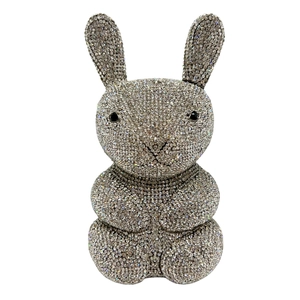 Pochette de soirée scintillante en forme de lapin ornée de strass argentés brillants