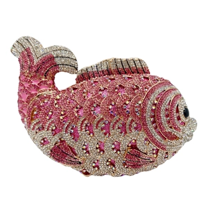 Sac De Soirée En Forme De Poisson Pochette Étincelante En Strass Cristal Alliage Coque Rigide Pour Banquet Mariage Chaîne