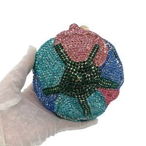 Sparkling crystal evening clutch bag with colorful rhinestone starfish design