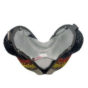 Luxury Mickey mouse shaped clutch bag with gradient rainbow rhinestones and metallic lining
