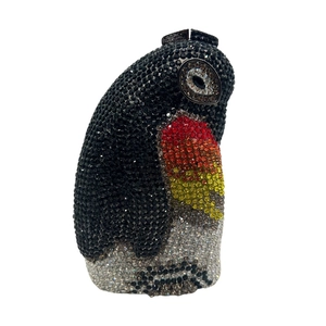 Luxury penguin-shaped clutch bag with colorful rhinestones and metal clasp for formal events