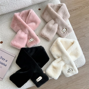 Écharpe En Fausse Fourrure Cache-Cou Croisé Hiver Chaud Peluche Tour De Cou Élégant Doux Épais Pour Femmes Filles