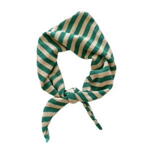 Grün-weiß gestreifter Strick-Dreiecksschal für Damen, warmer Winter-Halswickel-Styling