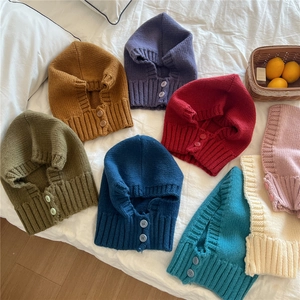 Passamontagna In Maglia Da Donna Sciarpa Con Cappuccio Spessa Calda Bottone Protezione Orecchie Berretto Invernale