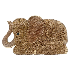 Elegant elephant shaped clutch bag with sparkling champagne crystals for evening gala events