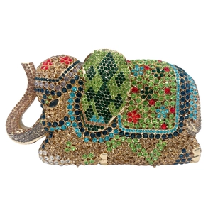 Elephant Shape Hollow Out Rhinestone Evening Clutch Bag Alloy Crystal Luxury Banquet Party Handbag For Women