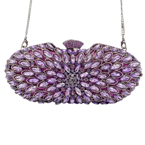 Luxury Rhinestone Evening Clutch Bag Crystal Hollow Out Hard Shell Purse With Chain For Wedding Party Bridal Women