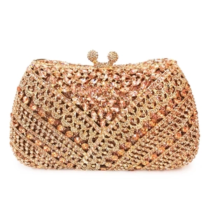 Macro detail of luxury crystal evening clutch bag with geometric rhinestone patterns