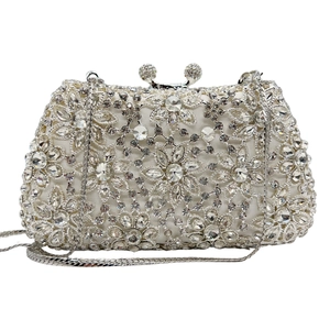 Hollow Floral Alloy Rhinestone Evening Clutch Bag For Women Wedding Party Luxury Hard Shell Shoulder Handbag