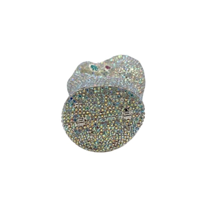 Luxury victory hand crystal evening bag with iridescent rhinestones and silver metal hinge