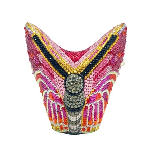 Luxurious butterfly-shaped clutch bag with multi-colored crystals for evening parties