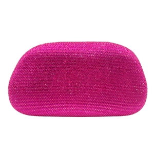 Pochette de soirée fuchsia sertie de strass brillants pour mariage et fête