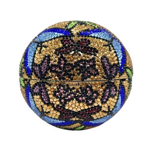 Sac pochette sphérique en cristal avec strass colorés au motif floral géométrique