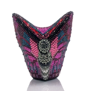 Elegant butterfly crystal clutch bag with colorful rhinestones and metal frame for women