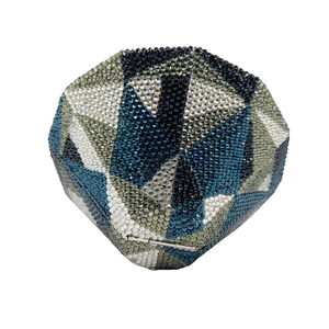 Pochette de soirée octogonale en cristal avec motifs géométriques camouflage en strass brillants
