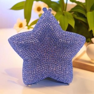 Pochette de soirée élégante en forme d'étoile avec cristaux bleu clair pour mariage