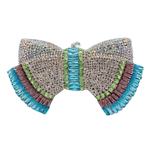 Bowknot Rhinestone Evening Clutch Bag Crystal Luxury Party Wedding Purse Formal Elegant Sparkling Women Accessory