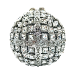 Sac De Soirée Boule Strass Cristal Incrusté Creux Rond Métal Pochette Pour Femmes Banquet Fête Mariage Chaîne Métallique