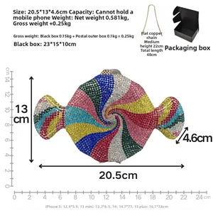 Tableau des tailles du sac bonbon avec dimensions 20,5x13x4,6cm et détails de chaîne