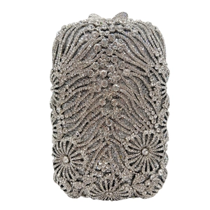 Rhinestone Evening Clutch Bag Alloy Crystal Luxury Banquet Party Handbag With Chain Strap For Women